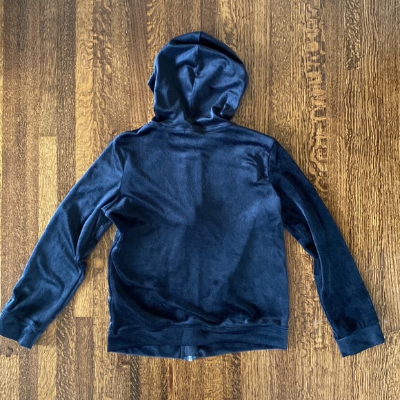 More Than Magic Black Velour Hoodie Jacket Sequin Stripe Girls Medium 7/8 - Picture 4 of 5